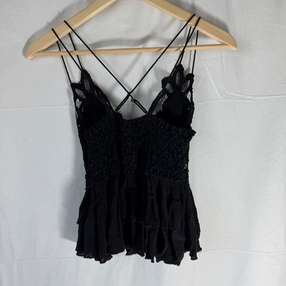 Free People One Adella Black Cami Tank Top Sz S - Picture 2 of 9